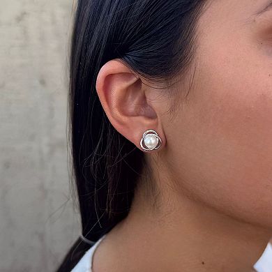 Adornia Silver Tone Freshwater Cultured Pearl Stud Earrings