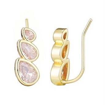 Adornia 14k Gold Plated Crystal Climber Earrings