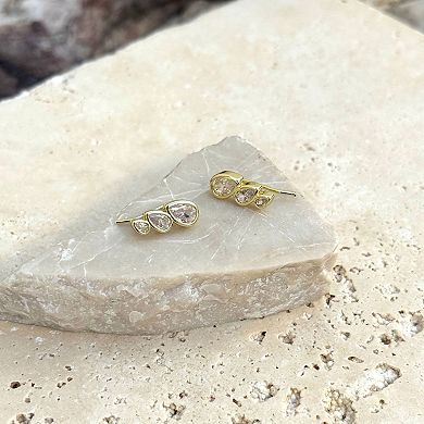 Adornia 14k Gold Plated Crystal Climber Earrings