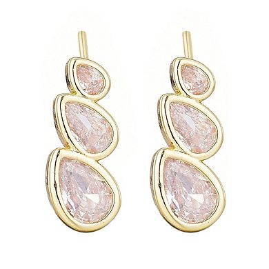 Adornia 14k Gold Plated Crystal Climber Earrings