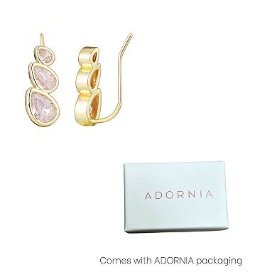 Adornia 14k Gold Plated Crystal Climber Earrings