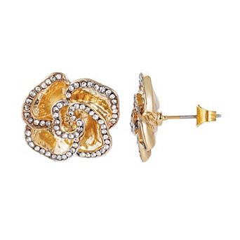 Adornia 14k Gold Plated Cubic Zirconia Encrusted Flower Stud Earrings