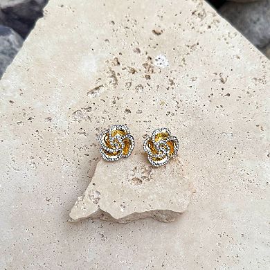 Adornia 14k Gold Plated Cubic Zirconia Encrusted Flower Stud Earrings