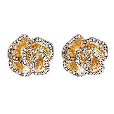 Adornia 14k Gold Plated Cubic Zirconia Encrusted Flower Stud Earrings