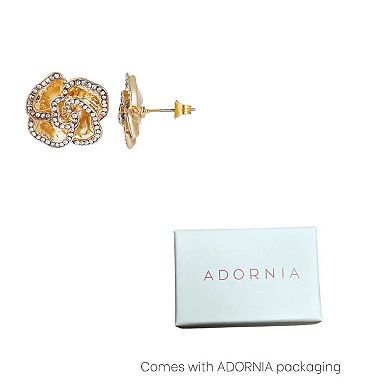 Adornia 14k Gold Plated Cubic Zirconia Encrusted Flower Stud Earrings
