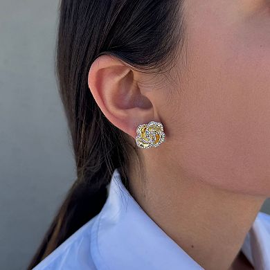 Adornia 14k Gold Plated Cubic Zirconia Encrusted Flower Stud Earrings