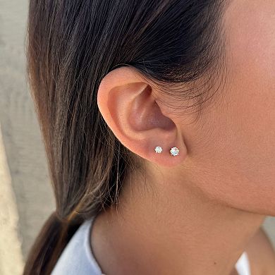 Adornia Silver Tone Cubic Zirconia Hoop & Stud Earring Set