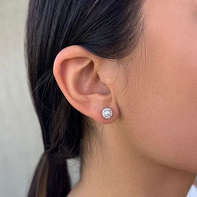 Adornia Cubic Zirconia Halo Freshwater Cultured Pearl Stud Earrings