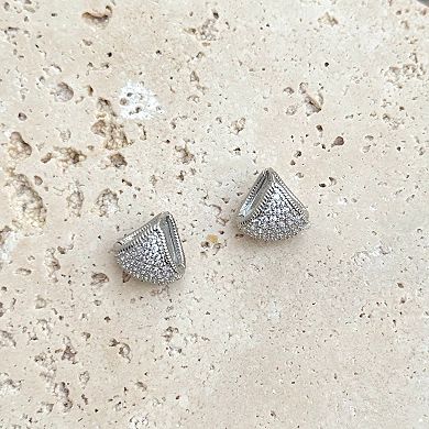 Adornia Silver Tone Cubic Zirconia Purse Earrings