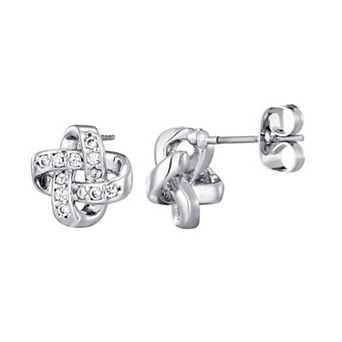 Adornia Silver Tone Cubic Zirconia Knot Twist Stud Earrings