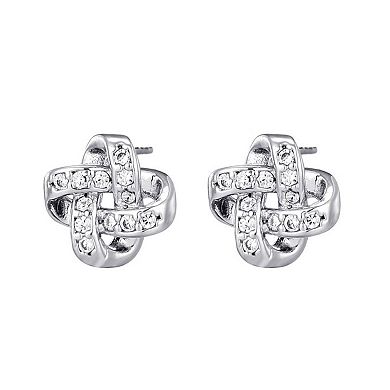 Adornia Silver Tone Cubic Zirconia Knot Twist Stud Earrings