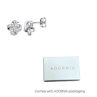 Adornia Silver Tone Cubic Zirconia Knot Twist Stud Earrings