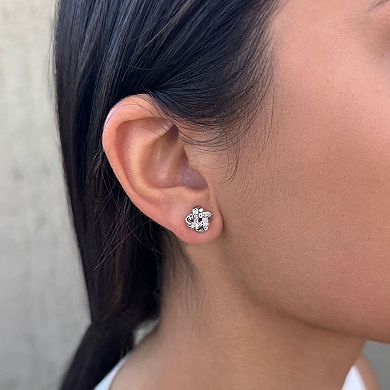 Adornia Silver Tone Cubic Zirconia Knot Twist Stud Earrings