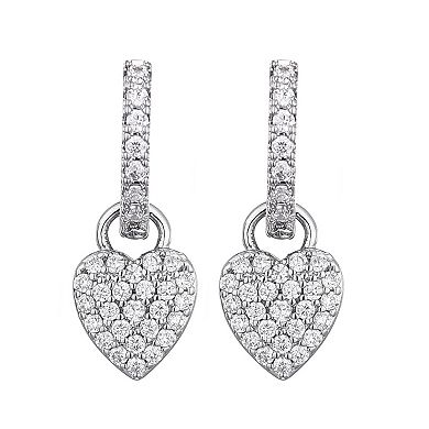 Adornia Silver Tone Cubic Zirconia Heart Huggie Earrings