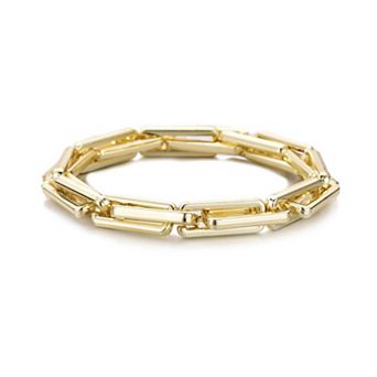 Adornia 14k Gold Plated Rectangle Paperclip Chain Bracelet