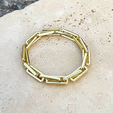 Adornia Gold Plated Rectangle Paperclip Chain Bracelet