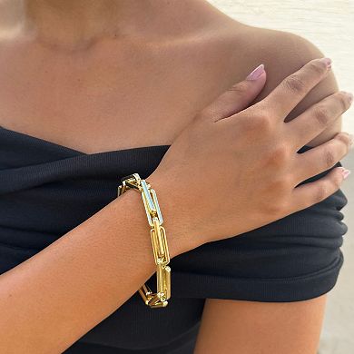 Adornia Gold Plated Rectangle Paperclip Chain Bracelet