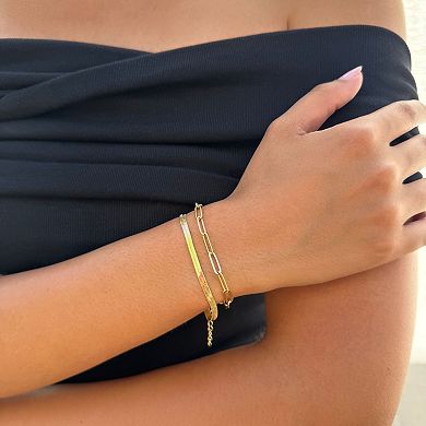 Adornia Tarnish Resistant 18k Gold Plated 2-Chain Bracelet Set
