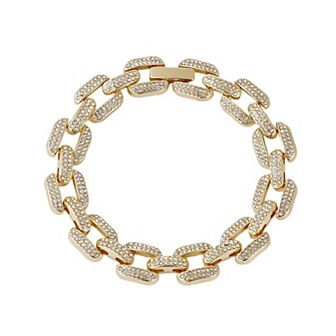 Adornia 14k Gold Plated Crystal Encrusted Link Chain Bracelet