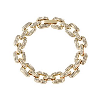 Adornia 14k Gold Plated Crystal Encrusted Link Chain Bracelet