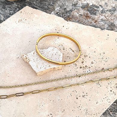Adornia Tarnish Resistant 18k Gold Plated Cuff & Chain Bracelet Set