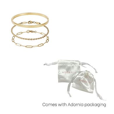 Adornia Tarnish Resistant 18k Gold Plated Cuff & Chain Bracelet Set