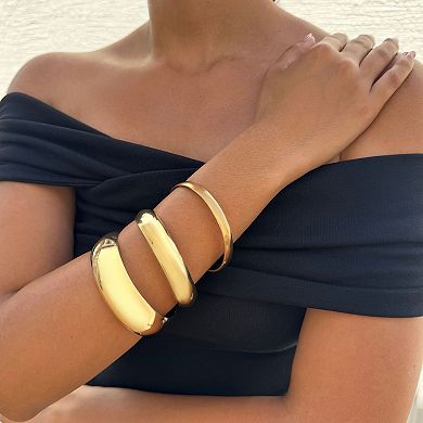 Adornia 14k Gold Plated 3-pc. Bangle Bracelet Set