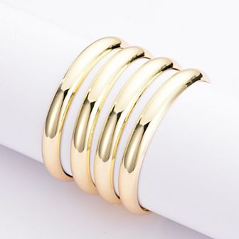 Adornia 14k Gold Plated 4 pc Bangle Bracelet Set