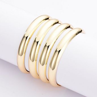 Adornia 14k Gold Plated 4 pc Bangle Bracelet Set