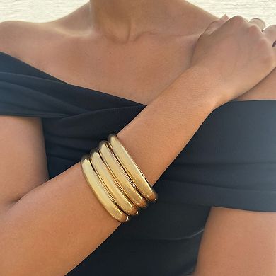 Adornia 14k Gold Plated 4-pc. Bangle Bracelet Set