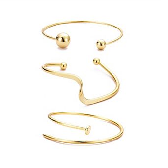 Adornia Gold-Plated 3 pc Cuff Bracelet Set