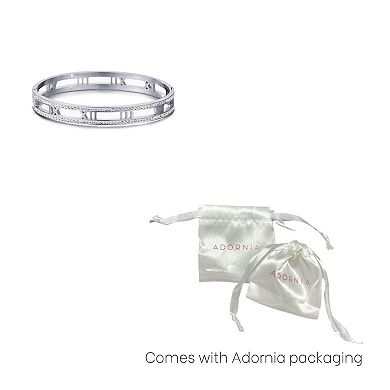 Adornia Silver Tone Tarnish Resistant Roman Numerals Cubic Zirconia Bangle Bracelet
