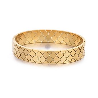 Adornia Tarnish Resistant 18k Gold Plated Clover Bangle Bracelet