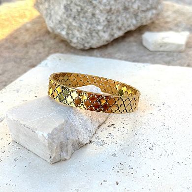 Adornia Tarnish Resistant 18k Gold Plated Clover Bangle Bracelet