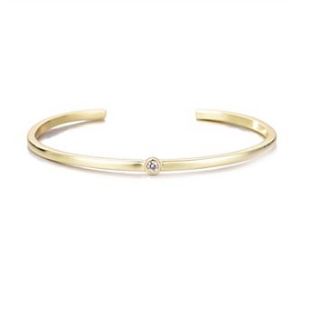 Adornia 14k Gold Plated Cubic Zirconia Skinny Cuff Bracelet