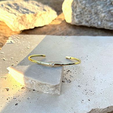 Adornia 14k Gold Plated Cubic Zirconia Skinny Cuff Bracelet