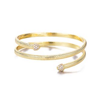 Adornia 14k Gold Plated Crystal Wrap Cuff Bracelet