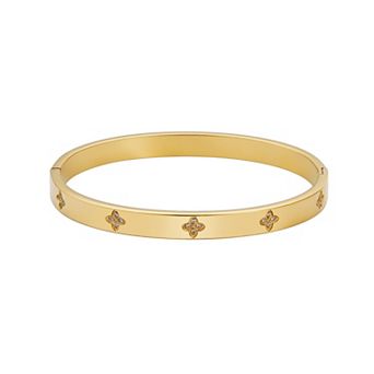 Adornia 14k Gold Plated Tarnish Resistant Pave Cubic Zirconia Clover Cuff Bracelet