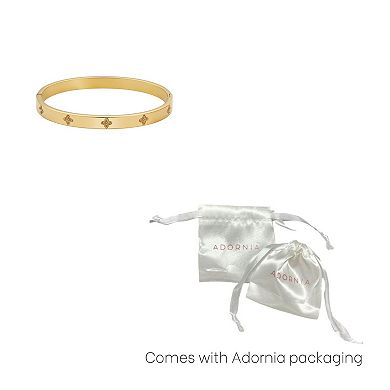 Adornia 14k Gold Plated Tarnish Resistant Pave Cubic Zirconia Clover Cuff Bracelet