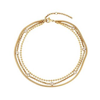 Adornia Tarnish Resistant 18k Gold Plated Triple Layered Anklet