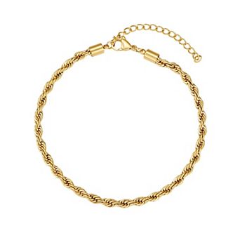 Adornia Tarnish Resistant 18k Gold Plated Rope Chain Anklet
