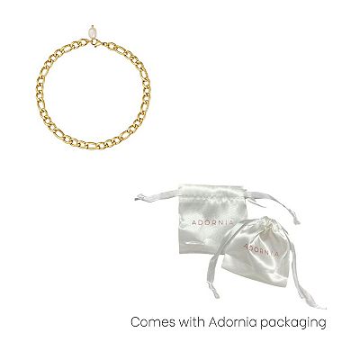 Adornia Tarnish Resistant 18k Gold Plated Figaro Chain Pearl Anklet