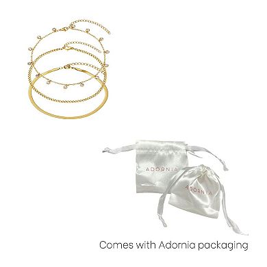 Adornia Tarnish Resistant 18k Gold Plated Chain 3-pc. Anklet Set