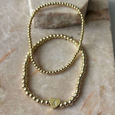 Adornia 14k Gold Plated 2-pc. Initial Bracelet Set