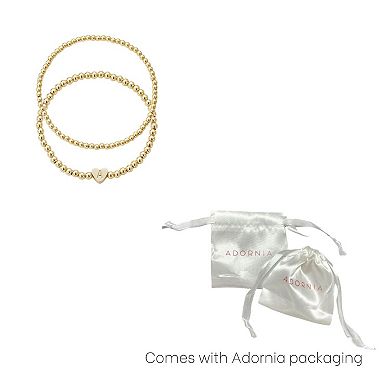 Adornia 14k Gold Plated 2-pc. Initial Bracelet Set