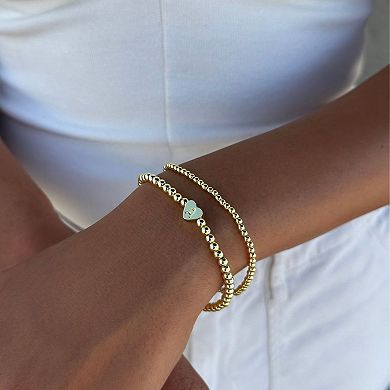 Adornia 14k Gold Plated 2-pc. Initial Bracelet Set
