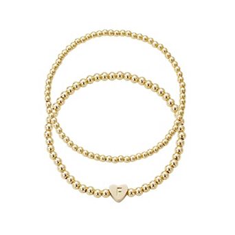 Adornia 14k Gold Plated 2 pc Initial Bracelet Set