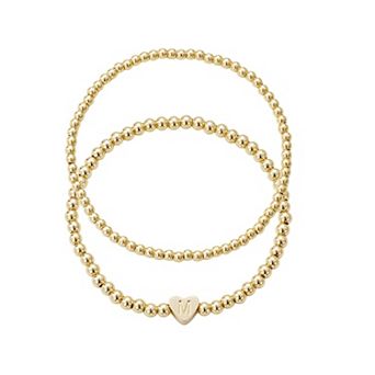 Adornia 14k Gold Plated 2 pc Initial Bracelet Set