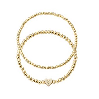 Adornia 14k Gold Plated 2 pc Initial Bracelet Set
