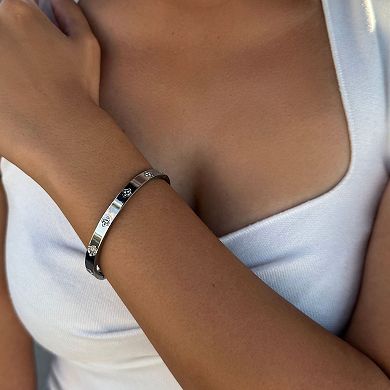 Adornia Silver Tone Cubic Zirconia Pave Clover Tarnish-Resistant Cuff Bracelet